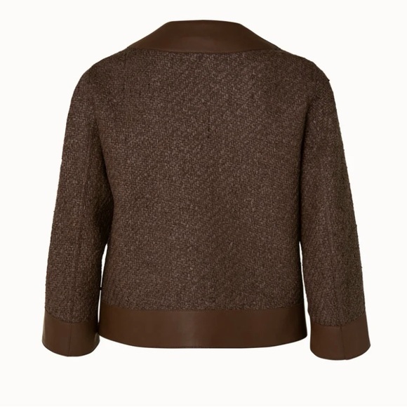 AKRIS NEW GATE Wool Blend Structured Tweed Jacket Lamb Leather Trim 14 $3,990.00 - Picture 2 of 16